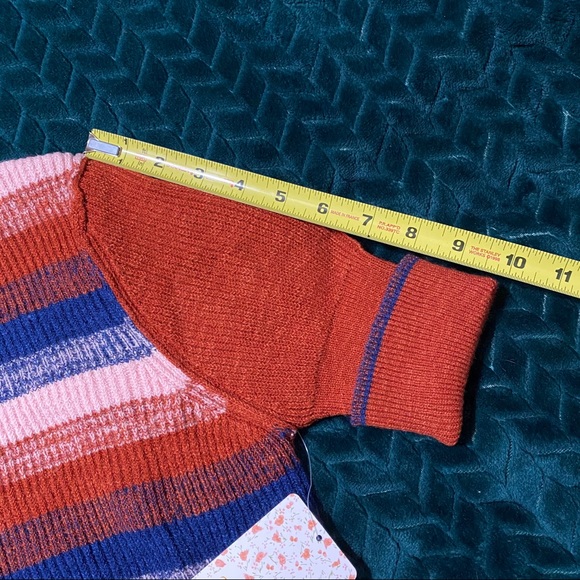 NWT Free People Best Intentions Striped Half Sleeve Sweater Shirt Size L - Picture 15 of 16